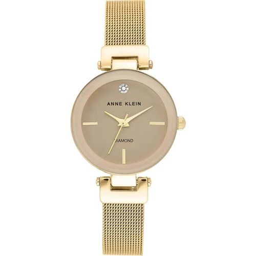 Women's Quartz Watch - Brown Dial Gold Tone Mesh Bracelet / 3034TNGB - Anne Klein - Modalova