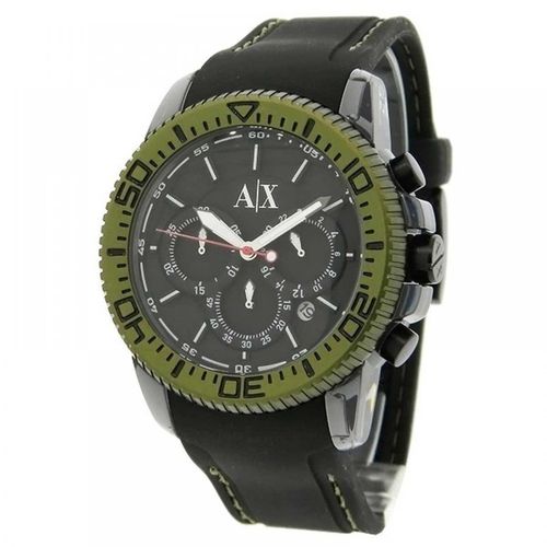 Men's Chronograph Watch - Black Dial Black Silicone Strap / AX1201 - Armani Exchange - Modalova