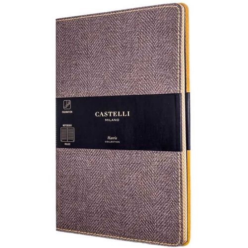 Notebook - Harris Tweed Cover Medium A5, Ruled, Tobacco Brown / QC6D9-384 - Castelli - Modalova