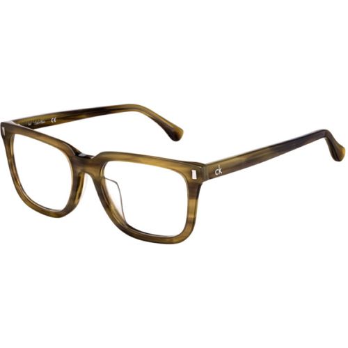 Unisex Eyeglasses - Olive Horn Square Frame / CK5898A 259 - Calvin Klein - Modalova
