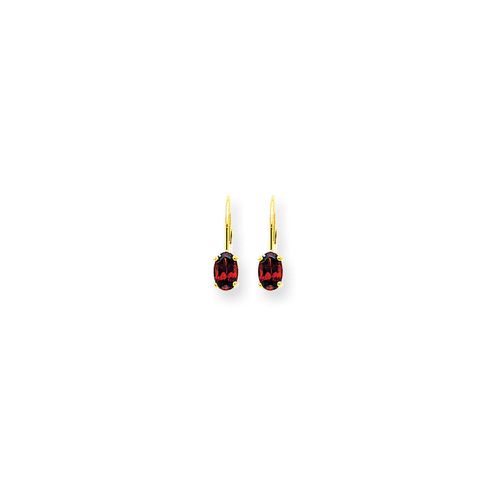K 6x4mm Oval Garnet Leverback Earrings - Jewelry - Modalova