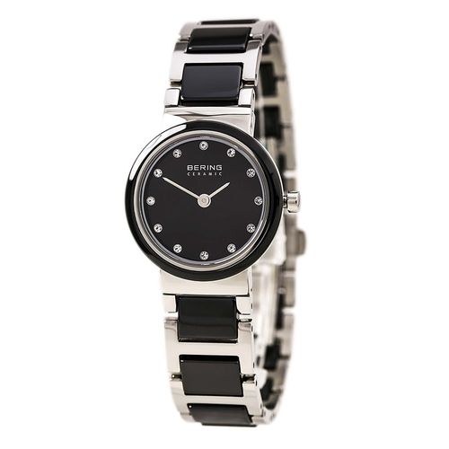 Women's Ceramic Black Dial Steel & Ceramic Bracelet Crystal Watch - Bering - Modalova