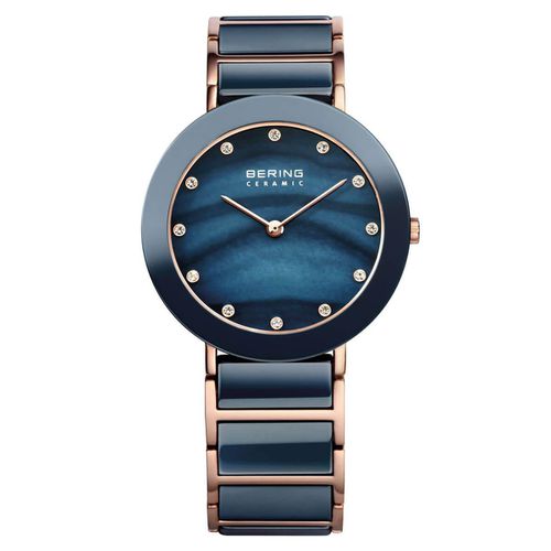 Ceramic Blue MOP Dial Women's Crystal Watch - Bering - Modalova