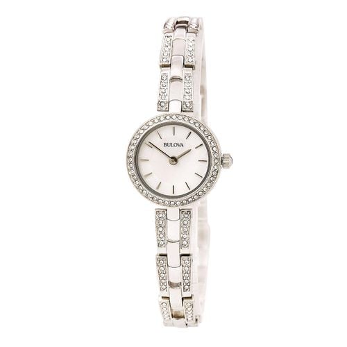 X130 Women's Crystal MOP Dial Stainless Steel Bracelet Watch & Pendant Necklace Set - Bulova - Modalova