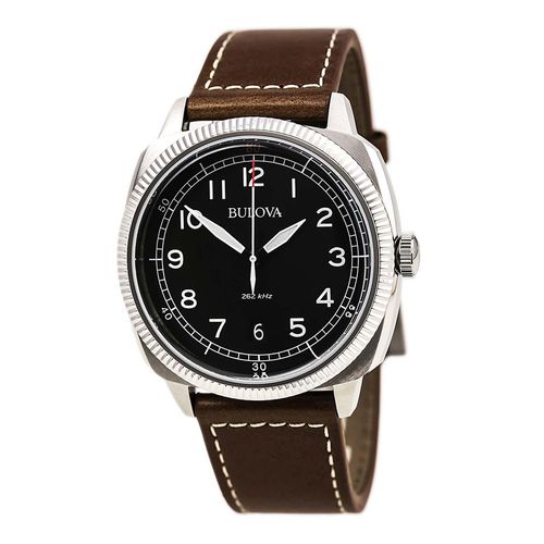 B230 Men's Military UHF Black Dial Brown Leather Strap Watch - Bulova - Modalova