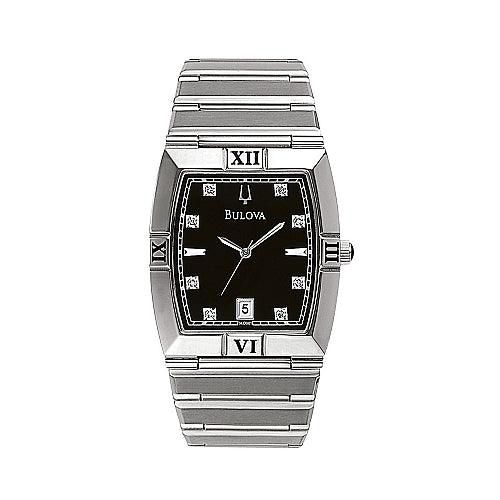 D001 Men's Diamond Black Dial Watch - Bulova - Modalova