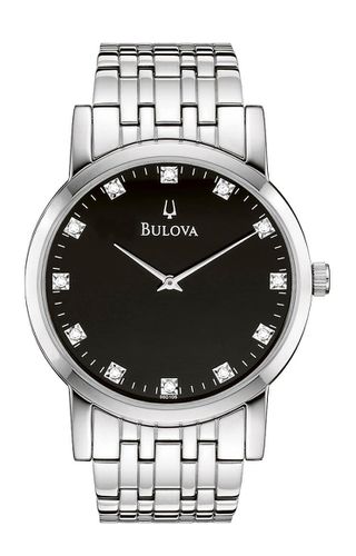 D106 Men's Diamond Black Dial Stainless Steel Bracelet Watch - Bulova - Modalova