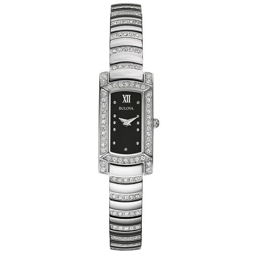 L202 Women's Black Dial Stainless Steel Bracelet Crystal Watch - Bulova - Modalova