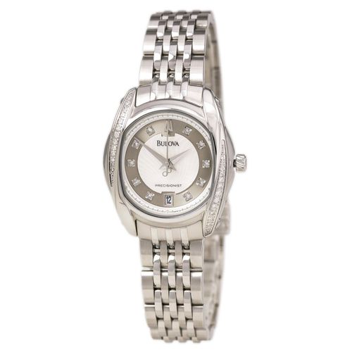 R141 Women's Precisionist Grey & White Dial Steel Bracelet Diamond Watch - Bulova - Modalova