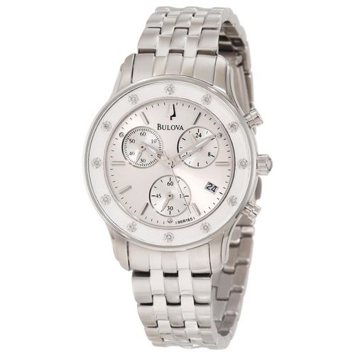 R165 Women's Diamond Silver Dial Steel Bracelet Chronograph Watch - Bulova - Modalova