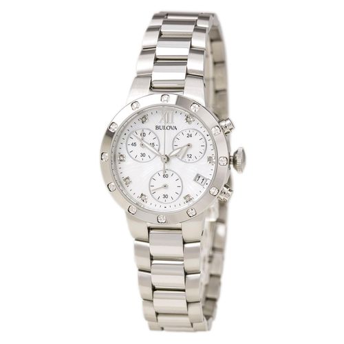 R202 Women's Maiden Lane Chronograph Steel Bracelet Diamond Watch - Bulova - Modalova