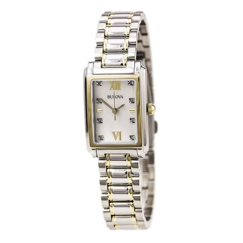 P144 Women's Diamond White MOP Dial Two Tone Steel Bracelet Watch - Bulova - Modalova