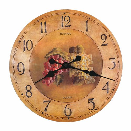 C3260 Whittingham Fruit Pattern Beige Dial Antique Style Round Wall Clock - Bulova - Modalova