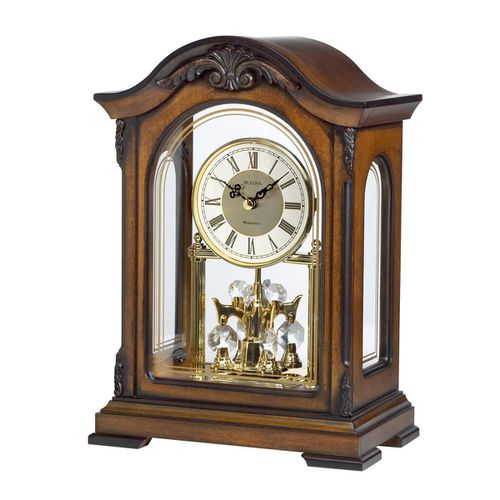 Mantel Clock - Durant II White & Grey Dial Walnut Wood / B1845 - Bulova - Modalova
