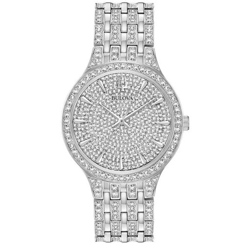 Men's Bracelet Watch - Crystal Quartz Silver Stainless Steel / 96A226 - Bulova - Modalova