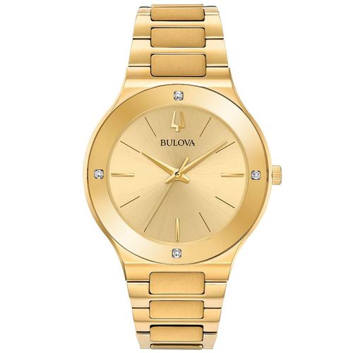 Men's Bracelet Watch - Futuro Champagne Dial Yellow Gold Steel Diamond / 97E100 - Bulova - Modalova