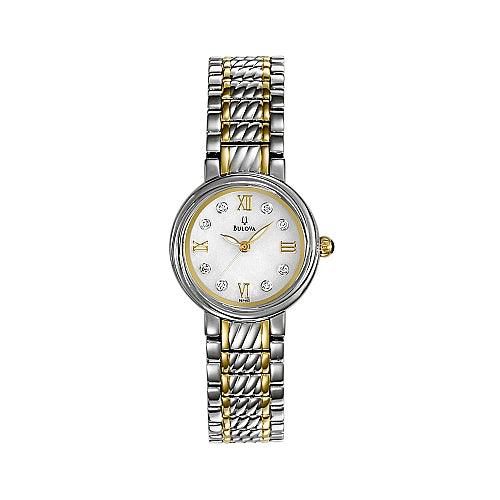 Women's Two Tone Diamond Watch 98P102 - Bulova - Modalova