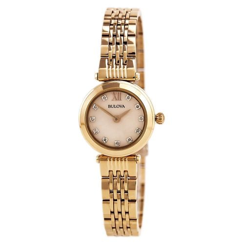 Women's Diamond Watch - Rose Gold Steel Bracelet Rose Gold MOP Dial / 97P116 - Bulova - Modalova