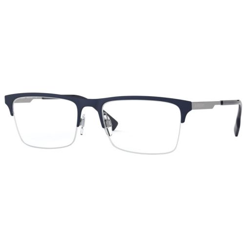 Men's Eyeglasses - Half Rim Matte Blue Metal Rectangular Frame / 0BE1344 1274 - BURBERRY - Modalova