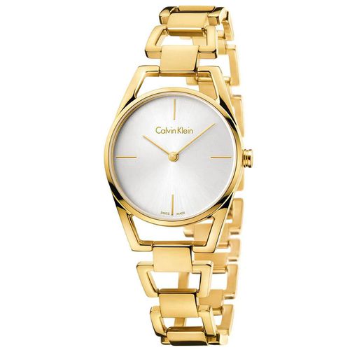 Men's Bracelet Watch - Dainty Silver Dial Yellow Gold Steel / K7L23546 - Calvin Klein - Modalova