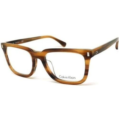 Unisex Eyeglasses - Brown Horn Square Frame / CK5898A 260 - Calvin Klein - Modalova