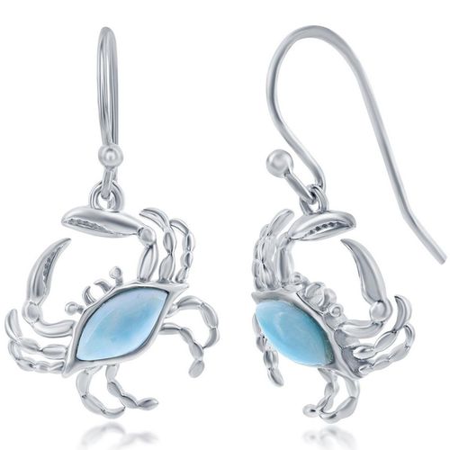 Women's Earrings - Blue Larimar Crab French Wire Closure / D-7999 - Caribbean Treasures - Modalova