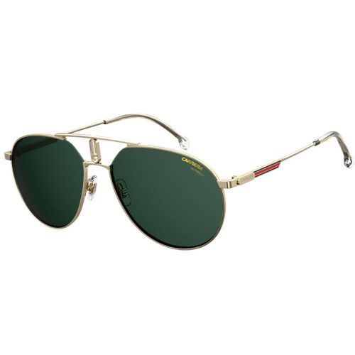 Men's Sunglasses - Green Lens Gold Metal Aviator Shape Frame / 1025/S 0PEF - Carrera - Modalova