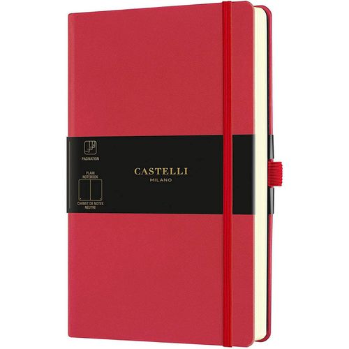 A5 Notebook - Aquarela Ivory Pages Medium, Blank, Coral Red / QC825-757 - Castelli - Modalova