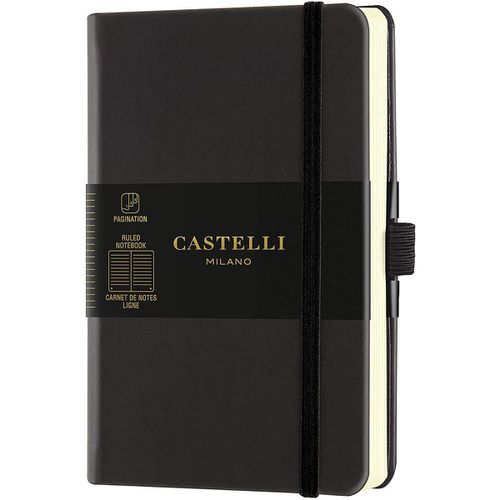 A6 Notebook - Aquarela Ivory Pages, Ruled, Black Sepia / QC225-635 - Castelli - Modalova