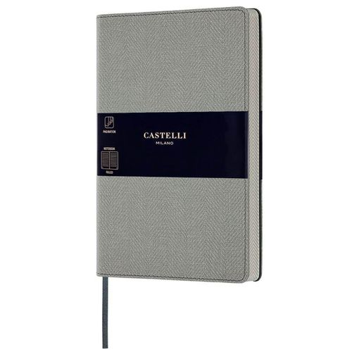 Notebook - Harris Tweed Cover Medium A5, Ruled, Oyster Grey / QC6D9-628 - Castelli - Modalova