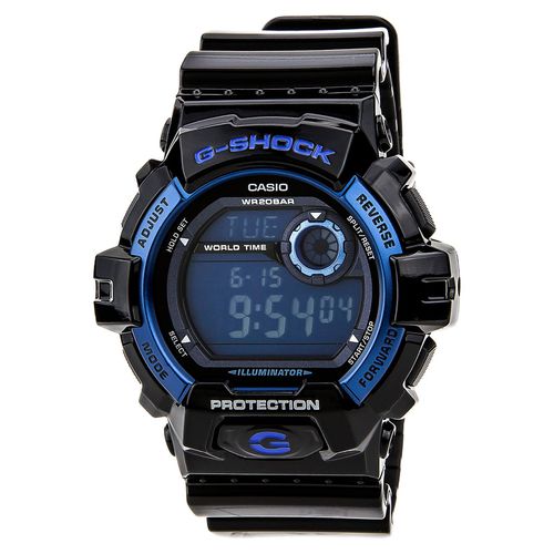 G8900A-1 Men's G-Shock Digital Blue Dial Black Resin Strap Day Date Dive Watch - Casio - Modalova
