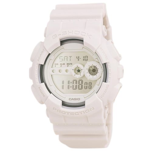 GD100WW-7 Men's G-Shock White Resin Strap Digital Grey Dial World Time Alarm Dive Watch - Casio - Modalova