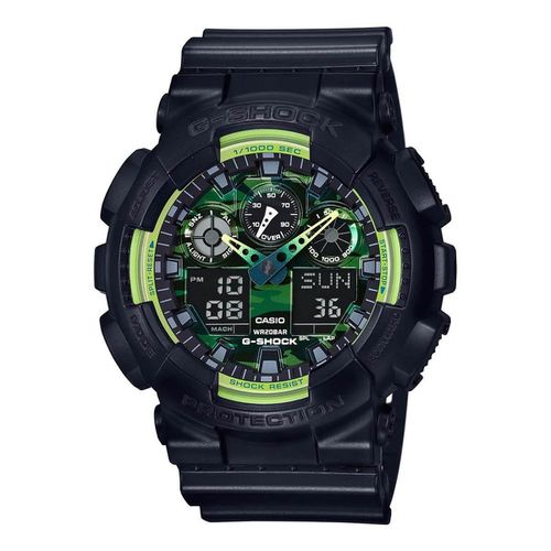 Men's World Time Watch - G-Shock Dive Green & Black Ana-Digi Dial / GA100LY-1A - Casio - Modalova