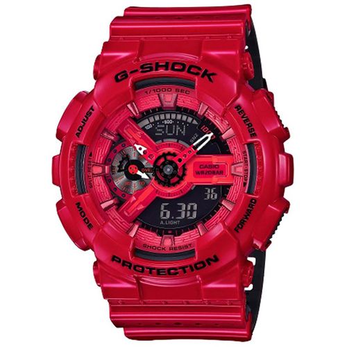 Men's World Time Watch - G-Shock Red Resin Strap Ana-Digital Dial / GA110LPA-4A - Casio - Modalova