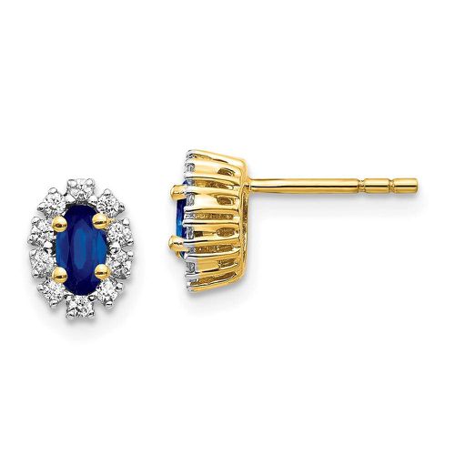 K Yellow Gold Diamond & Sapphire Earrings - Jewelry - Modalova