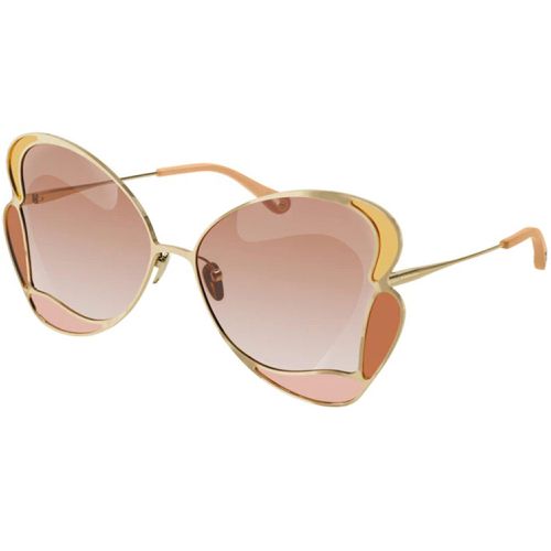 Women's Sunglasses - Gold and Orange Frame Brown Lens / CH0048S-30011230001 - Chloe - Modalova