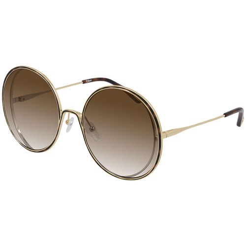 Women's Sunglasses - Gold Havana Full Rim Round Frame / CH0037S-30009777001 - Chloe - Modalova