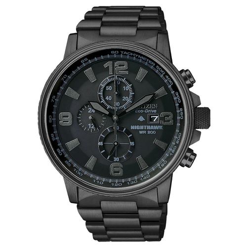 Men's Chronograph Watch - Nighthawk Eco-Drive Black IP Steel / CA0295-58E - Citizen - Modalova