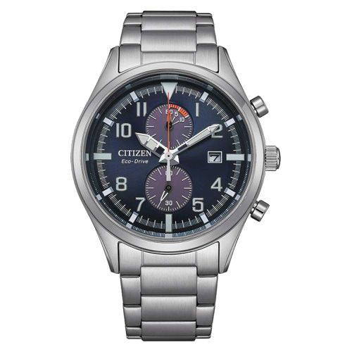 Men's Chrono Watch - Eco-Drive Blue Dial Stainless Steel Bracelet / CA7028-81L - Citizen - Modalova