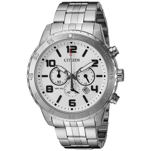 Men's Chrono Watch - Quartz Silver Dial Stainless Steel Bracelet / AN8130-53A - Citizen - Modalova