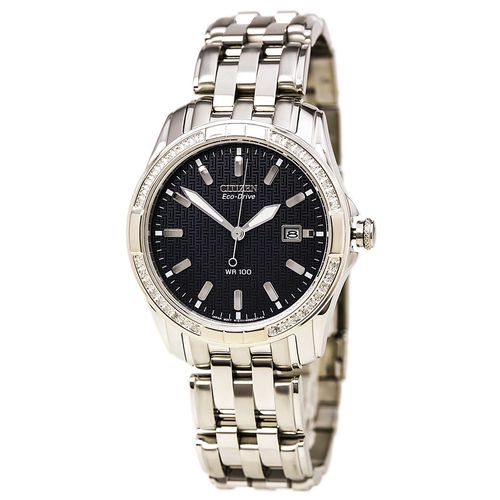 Men's Diamond Watch - Eco-Drive Black Dial Steel Bracelet / BM6810-59L - Citizen - Modalova