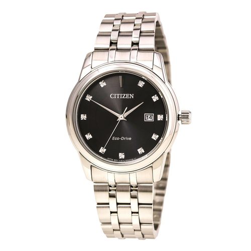 Men's Diamond Watch - Eco-Drive Steel Bracelet Black Dial / BM7340-55E - Citizen - Modalova