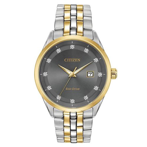 Men's Eco-Drive Diamond Watch - Corso Grey Dial Two Tone Bracelet / BM7258-54H - Citizen - Modalova