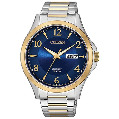 Men's Quartz Watch - Dress Day-Date Blue Dial Two Tone Bracelet / BF2005-54L - Citizen - Modalova