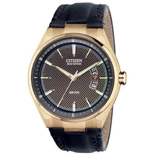 AW1133-06H Men's CTO 2.0 Drive Collection Gunmetal Perforated Dial Eco-Drive Gold Tone Steel Watch - Citizen - Modalova
