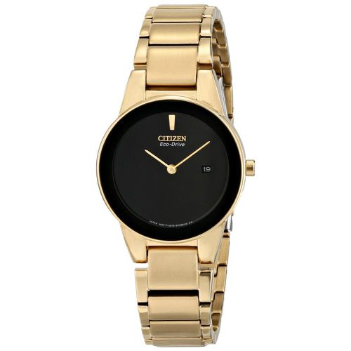 GA1052-55E Women's Axiom Eco-Drive Black Dial Gold Plated Steel Bracelet Watch - Citizen - Modalova