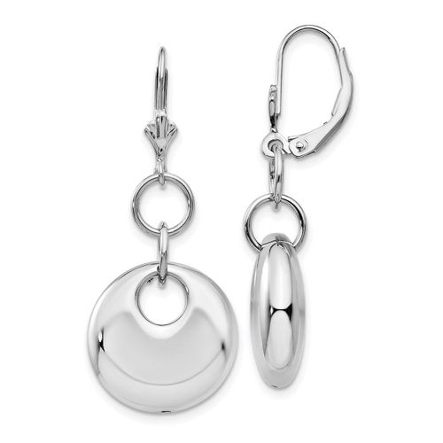 K White Gold Round Puff Dangle Leverback Earrings - Jewelry - Modalova