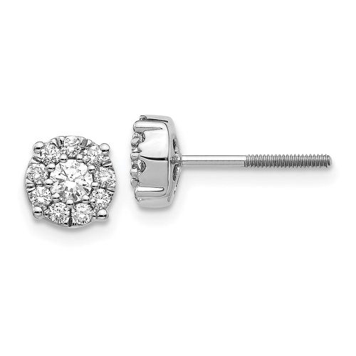 K White Gold Cluster Diamond Screw Back Post Earrings - Jewelry - Modalova