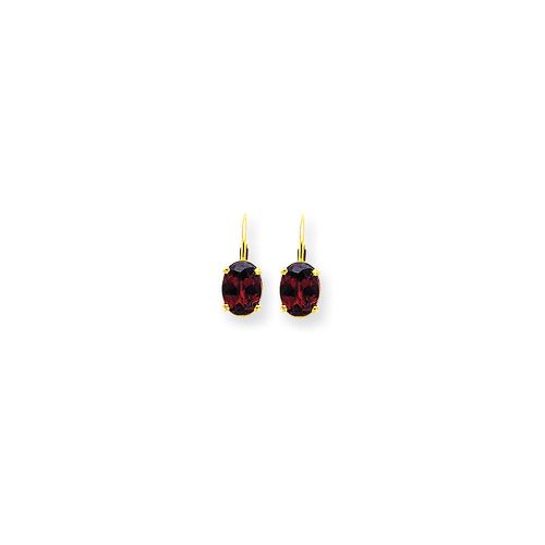 K 8x6mm Oval Garnet Leverback Earrings - Jewelry - Modalova