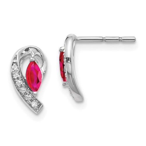K White Gold Diamond & Ruby Earrings - Jewelry - Modalova